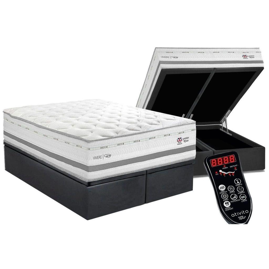 Conjunto Box Baú King: Colchão Molas Herval Maxspring C1756 c/ Massagem + Base CRC Suede Gray (193x203)