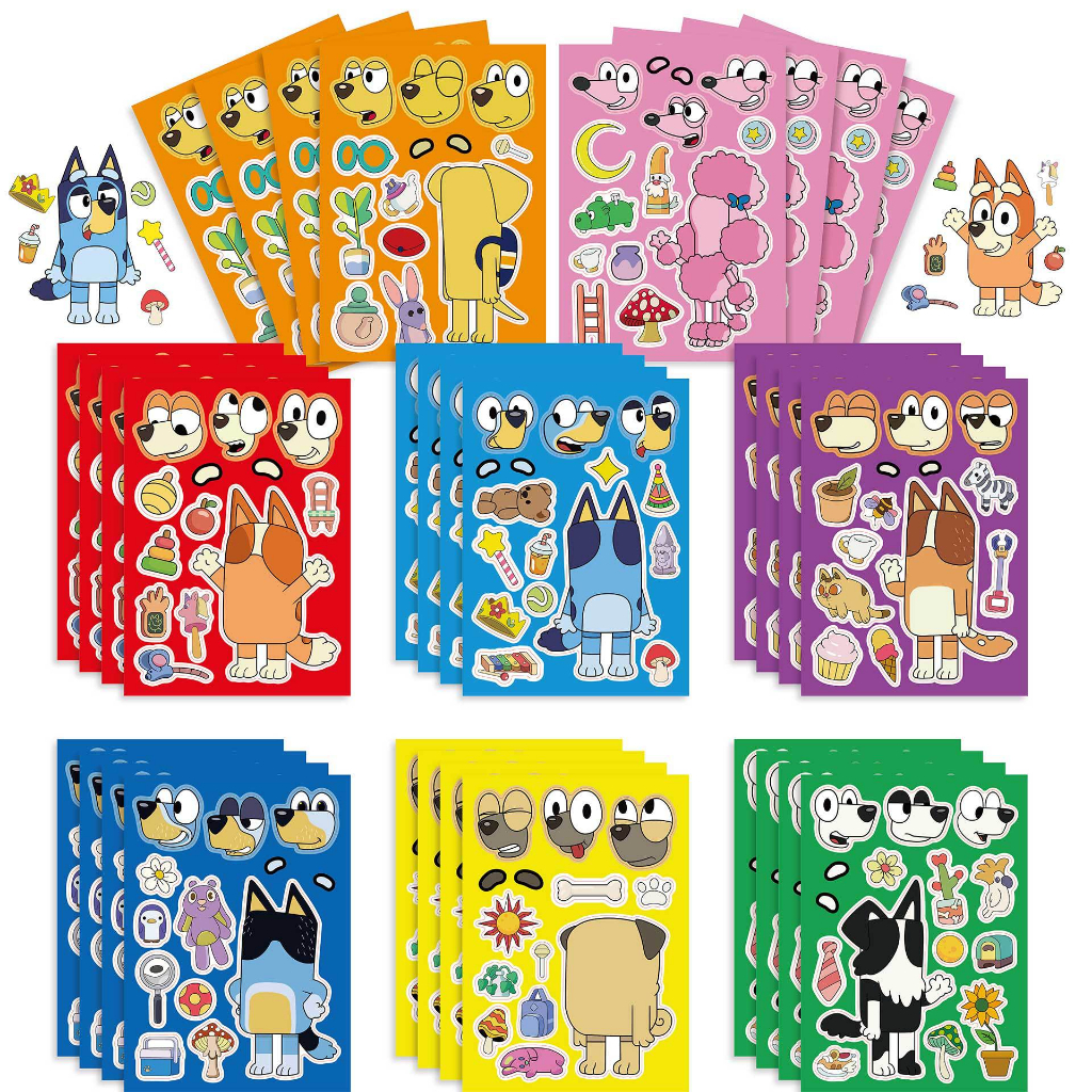 16Sheets/Lot Dog Make Your Own Face Puzzle Stickers Festa De Aniversário De Brinquedos Infantis