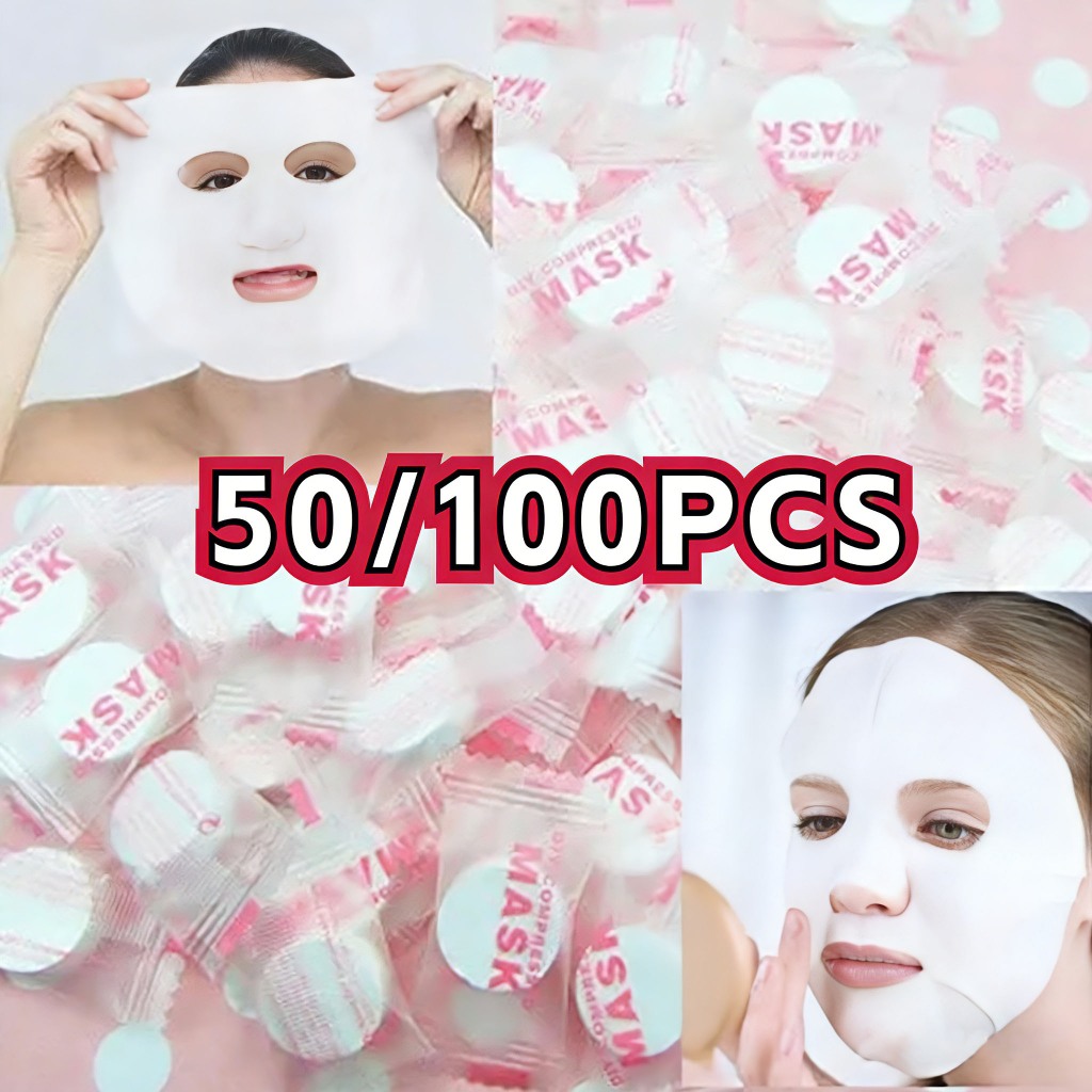 100/50pcs Disposable Compressed Faciais Mask Portable Travel Non-woven Face Mask Skin Care Cotton Wrapped Masks Paper