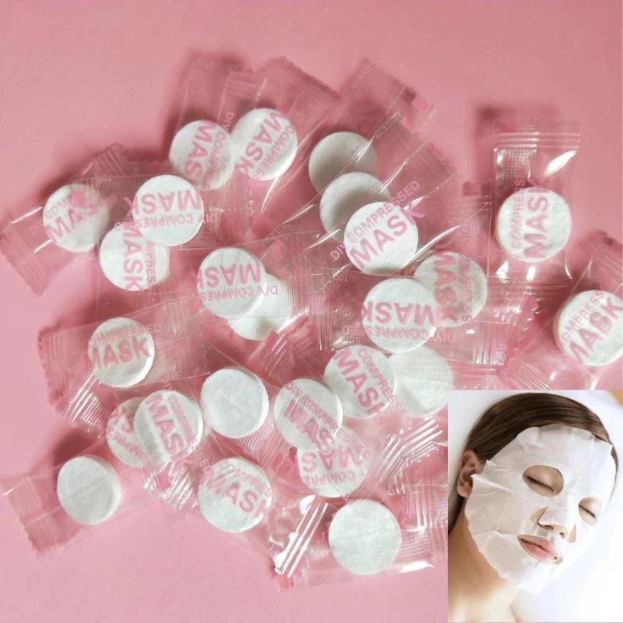 Máscara Facial Desidratada Kit 150 Unidades Comprimido Compactada para Skin Care Compressed Mask