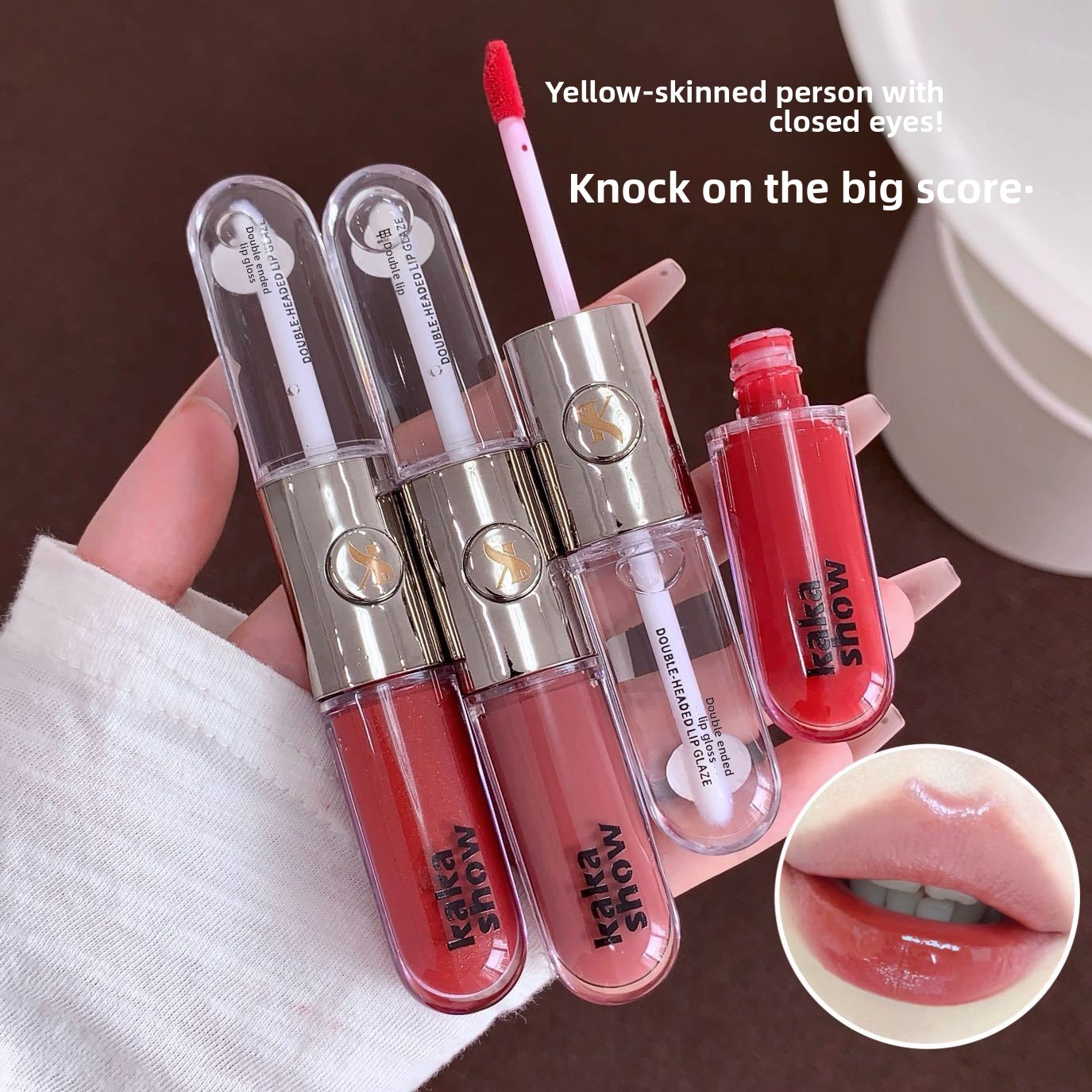 Kakashow Dual End Lip Gloss Matte Espelho Brilhante À Prova D'água Matiz Não Pegajoso