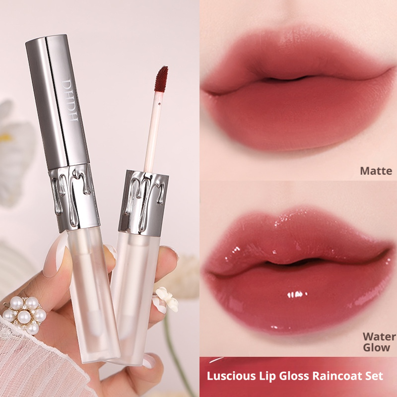 DHDH Dual-End Lip Glaze Espelho Brilhante Hidratante Layerable Matte Choice Maquiagem Oficial Acessível