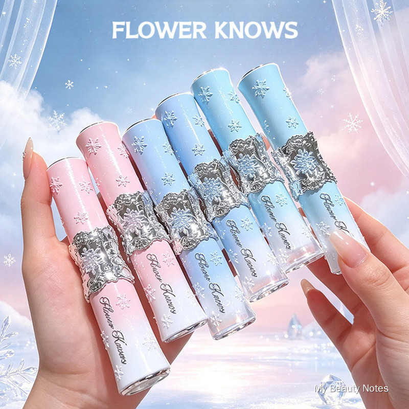 FLOWER KNOWS Snow Ballet Dual-End Lip Gloss, Natural No-Makeup Look, Matte & Glossy Shade Nude Color Lip Makeup FLOWER K