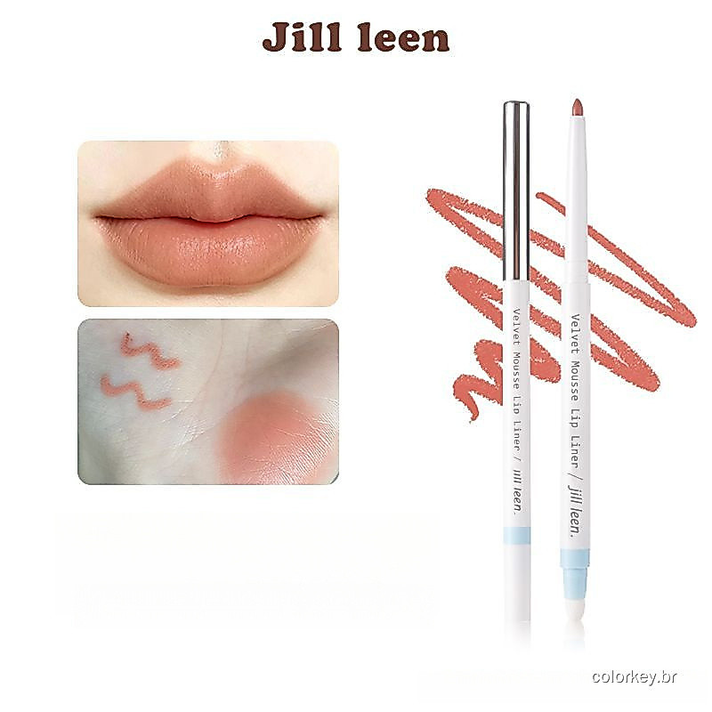 JILL LEEN Dual End Lip Liner with Built-in Brush, Velvet Mousse Nude Tone, Lip Shaping, Plump Lips, Long Wear Non-fade L