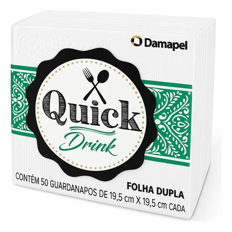 Guardanapo Quick Drink 3 Pacotes com 50 de 19,5cmX19,5cm cada folha dupla