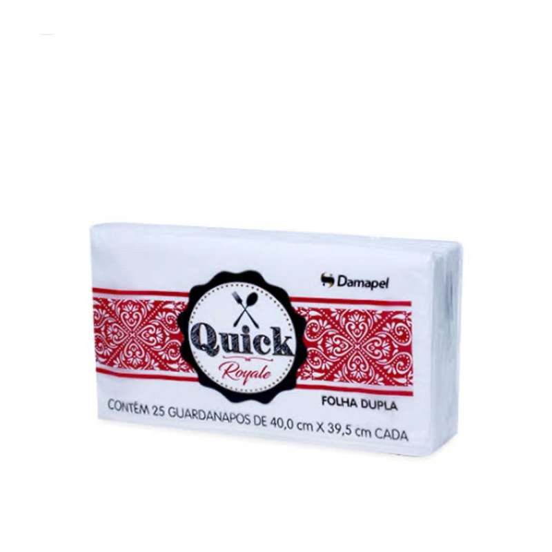 Guardanapo Folha Dupla Quick Royale 40cmX40cm Pacote com 25 Unidades