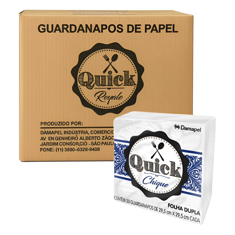 Guardanapo Quick Chique Pacote Com 50 Guardanapos de 29,5 cm X29,5 cm Cada