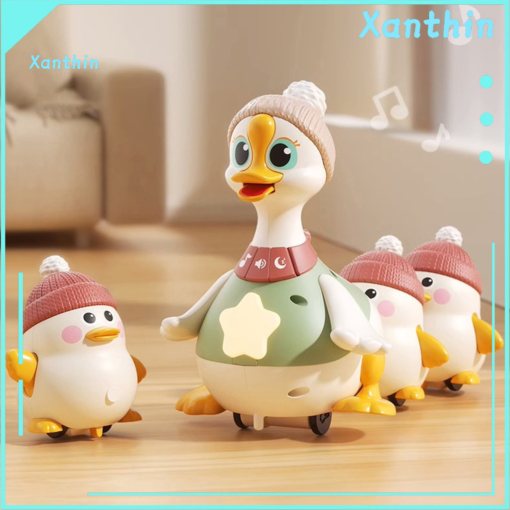 Tummy Time Goose Family Toy Andando Mãe Bebê Ganso Brinquedo Com Luz Musical Educacional Balanço Iluminad