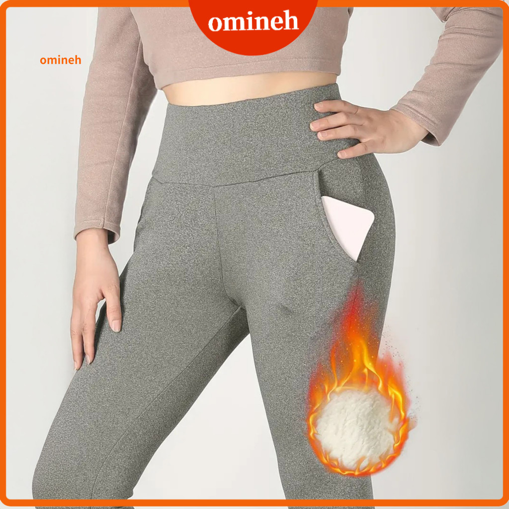 Warm Winter Leggings Women Women’s High Waist Thick with Pockets – Plush Lined Solid Color Tight Fit Weather Pants f