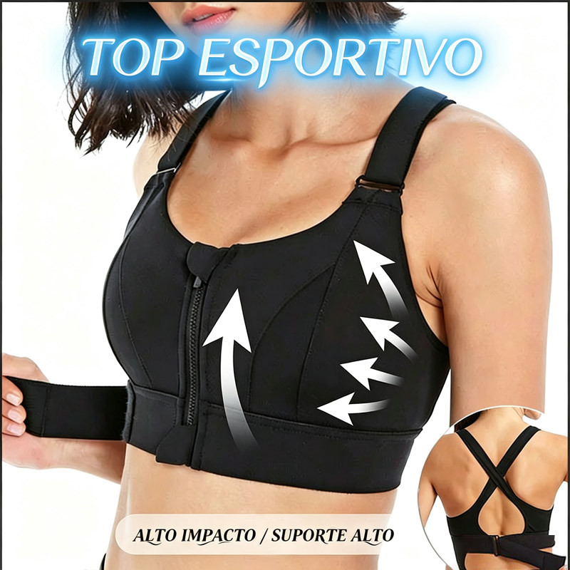 Sports Top High Support Adjustable Front Zipper Jump Running Gym Fitness Exy E Elegante