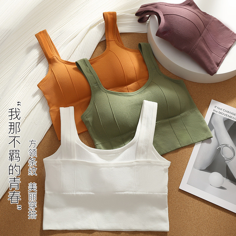 Esportes Lindo colete traseiro feminino Envoltório feminino de peito feminino sem fio respirável Yoga Running Solid Color Outer Wear All-Match Underwear Women