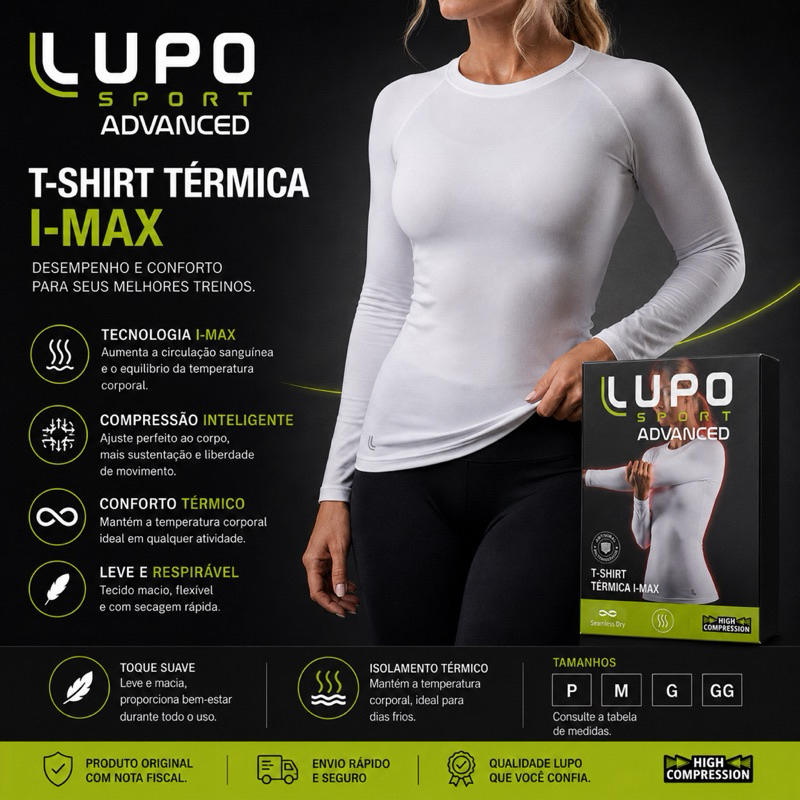Camiseta Térmica Feminina Lupo Sport I-Max Original Segunda Pele Compressão Academia Fitness Manga Longa