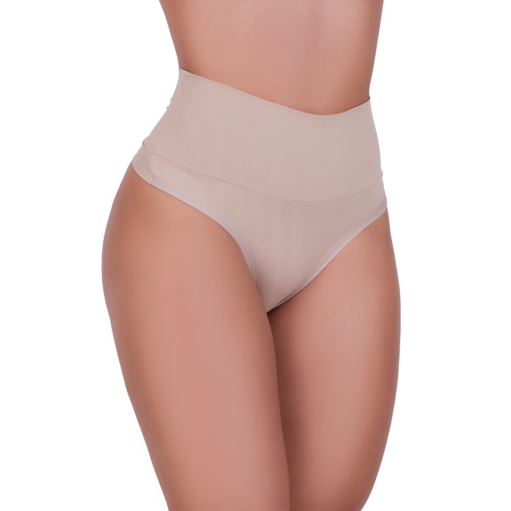 Calcinha Feminina Sport modeladora gestante fio dental duplo cintura alta de Microfibra