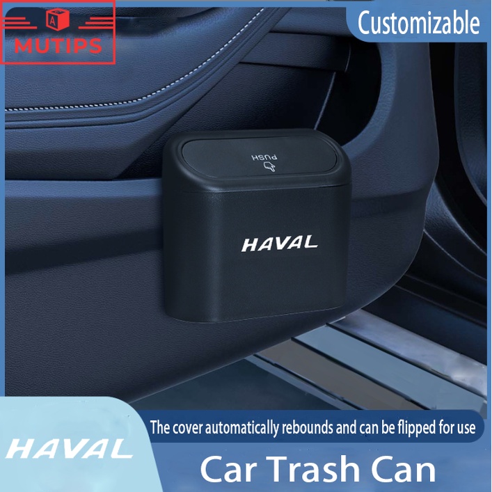 Mini Lata De Lixo Portátil Para Carro Haval Pendurada Com Tampa Flip Dustbin Back Seat ABS À Prova D'água Organizador De Caixa De Armazenamento H6 Jolion H2 H2s H1 2022 2023 H5 M4 H9