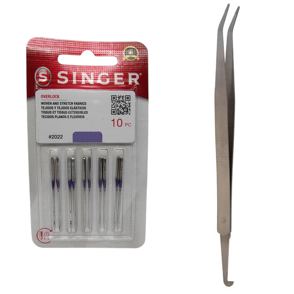 Agulha Overloque Ultralock Singer Domestico Portatil #2022 + Pinça