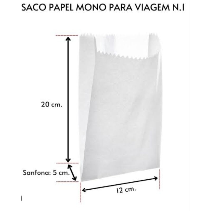 SACO PAPEL BRANCO MONO VIAGEM 1 30G C/500 UNIDADES