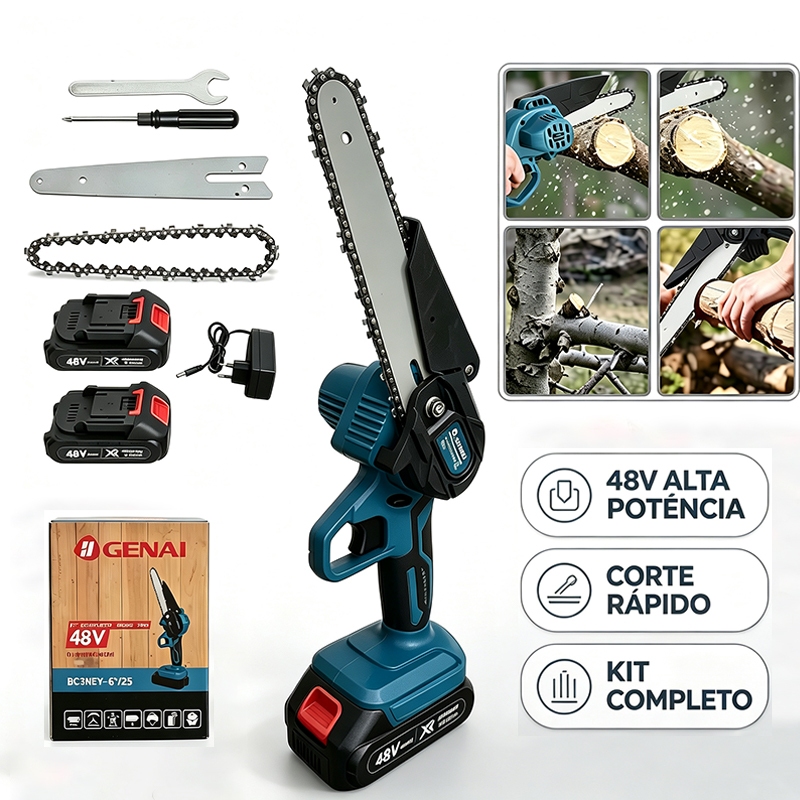 1800W Mini Chainsaw 48V with 2 Batteries – Portable Electric Saw with Chains and Accessories