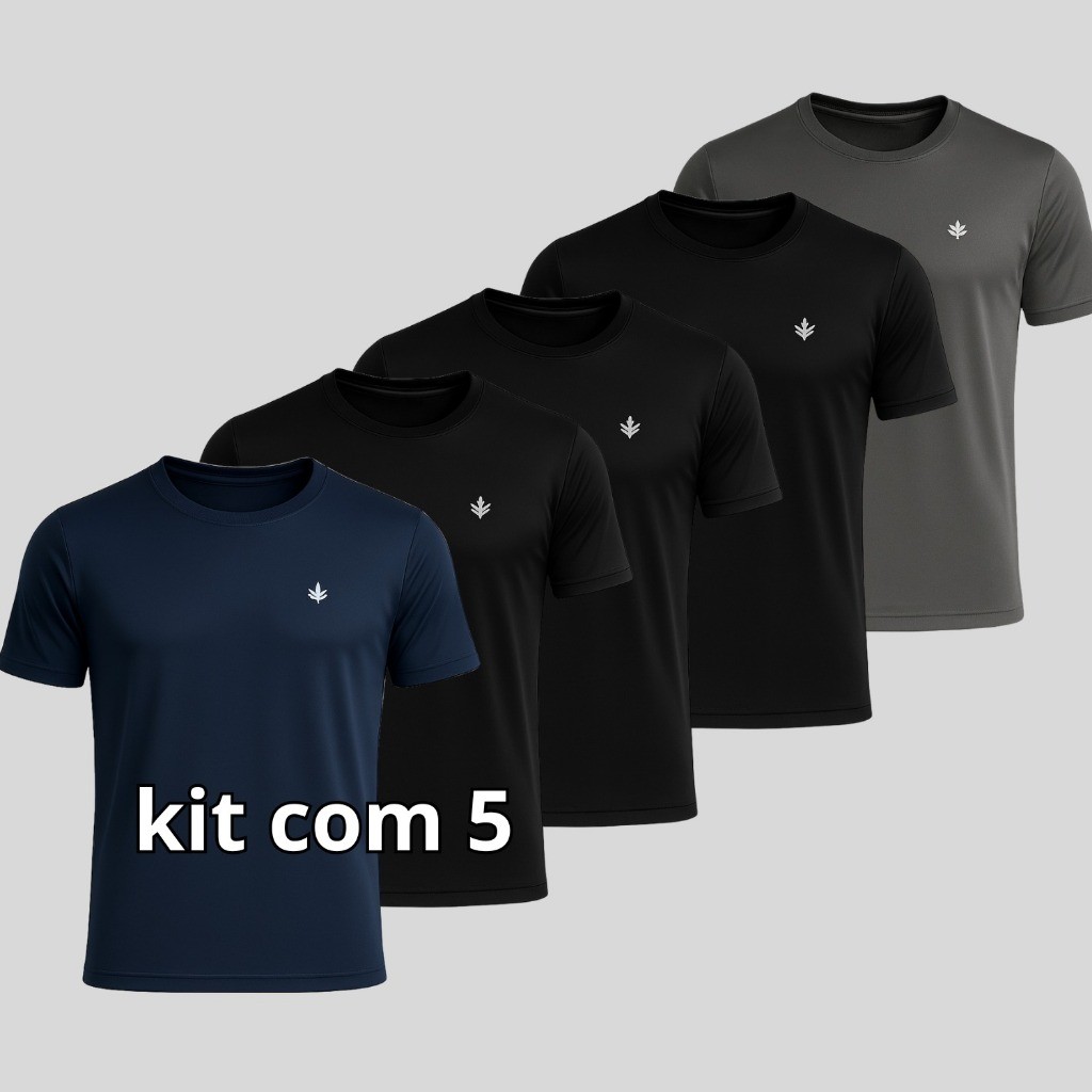 Kit 5 Camisetas Dry Fit Masculina Esportiva Treino Academia Corrida Fitness Running Leve Confortável