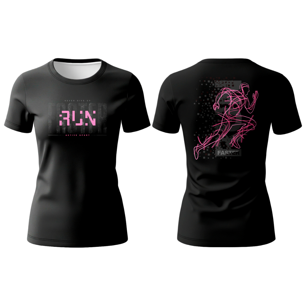 Camiseta Dry-Fit Corrida Proteção UV50+ Camisa Feminina Baby Look Esportiva Running Correr Academia Treino