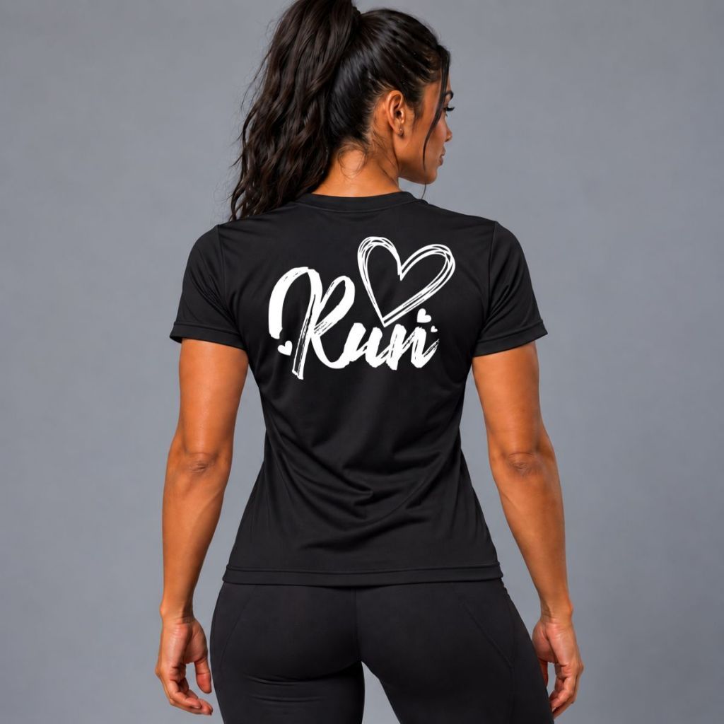 Camiseta Feminina Dryfit Babylook Love Run Corrida Running Academia Treino Fitness Estampada