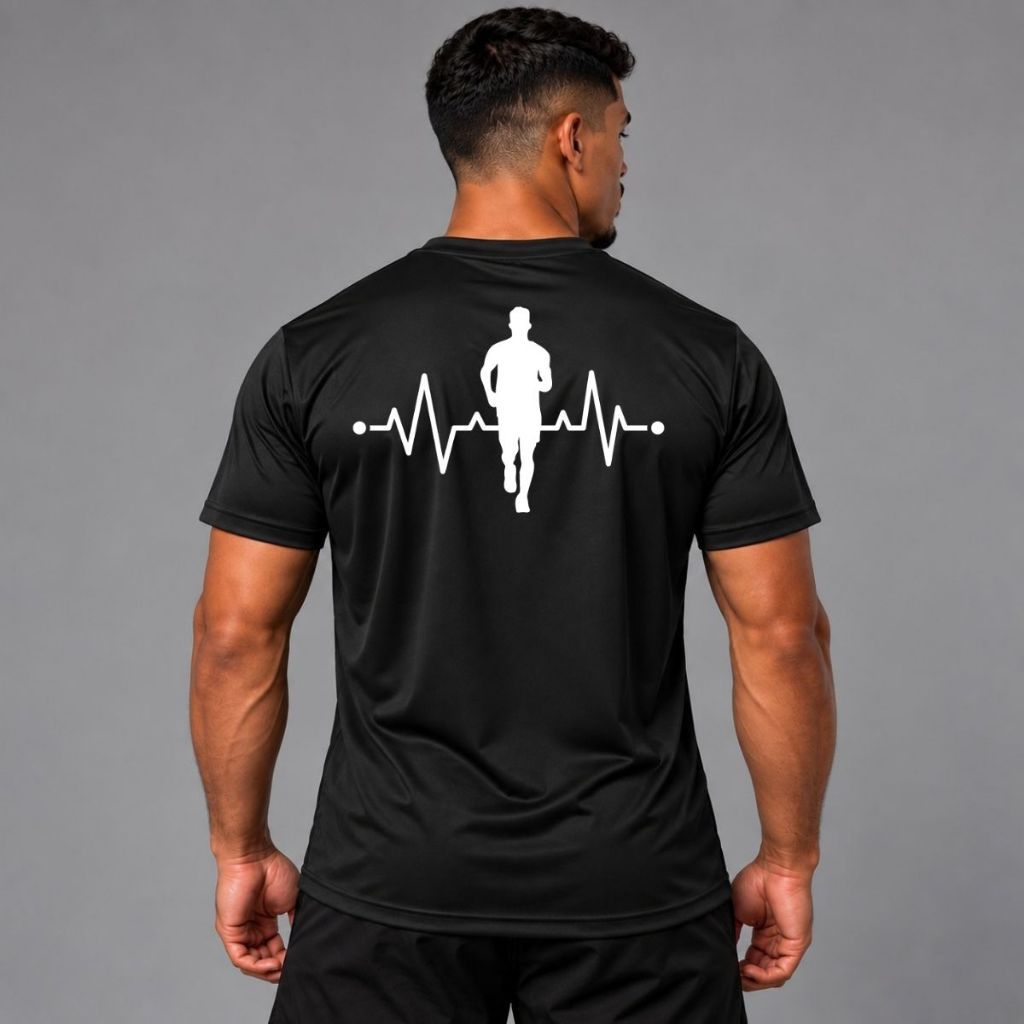 Camiseta DryFit Masculina Corrida Running Batimento Cardíaco Treino Academia Fitness