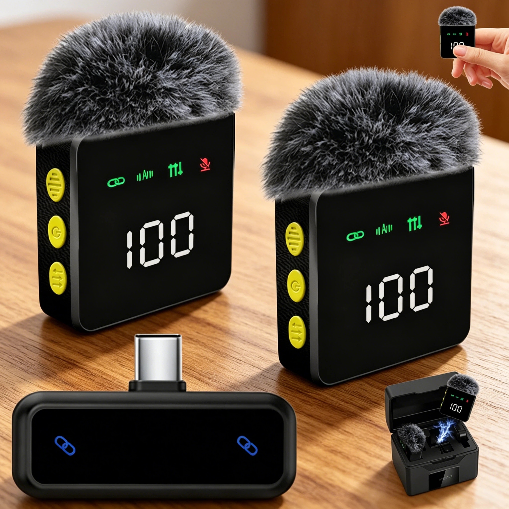 Microfone de Lapela Wireless Mini Mic USB C para Celular Android Tipo C com Clipe para Gravação Ideal para Vlog, ,