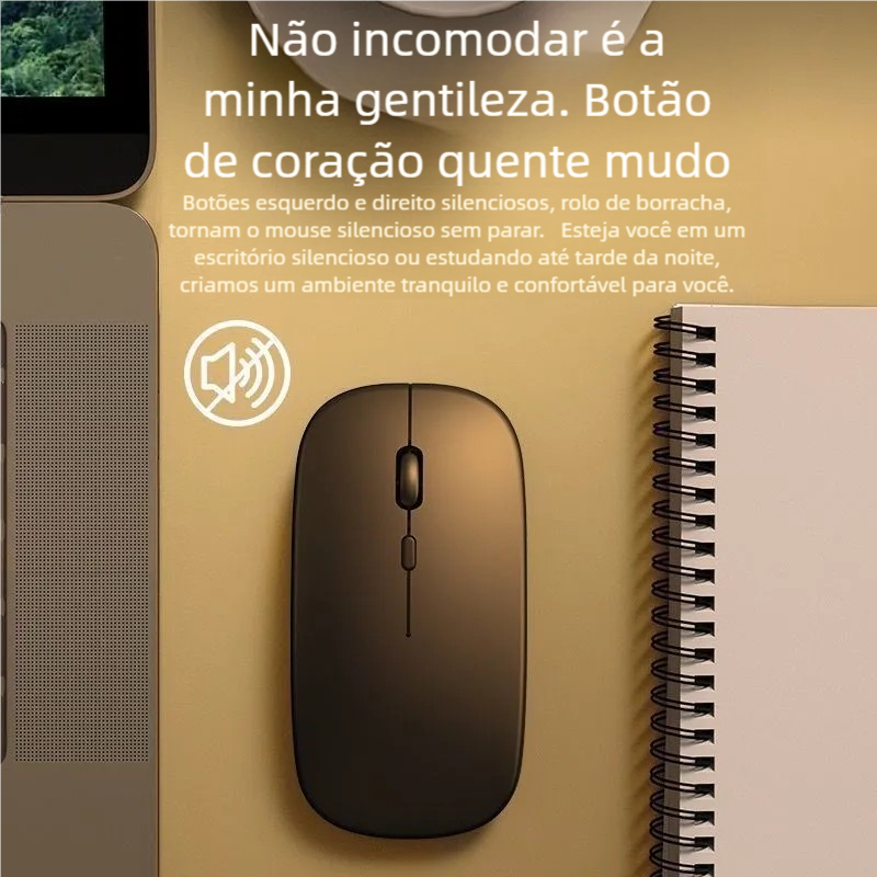 Mouse Wireless Recarregável com Bateria Interna - LED RGB Home Office