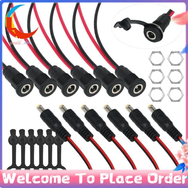 DC Power Jack 6 Set Rosca Fêmea Montagem Em Painel Conector Kit Adaptador Com Tampa