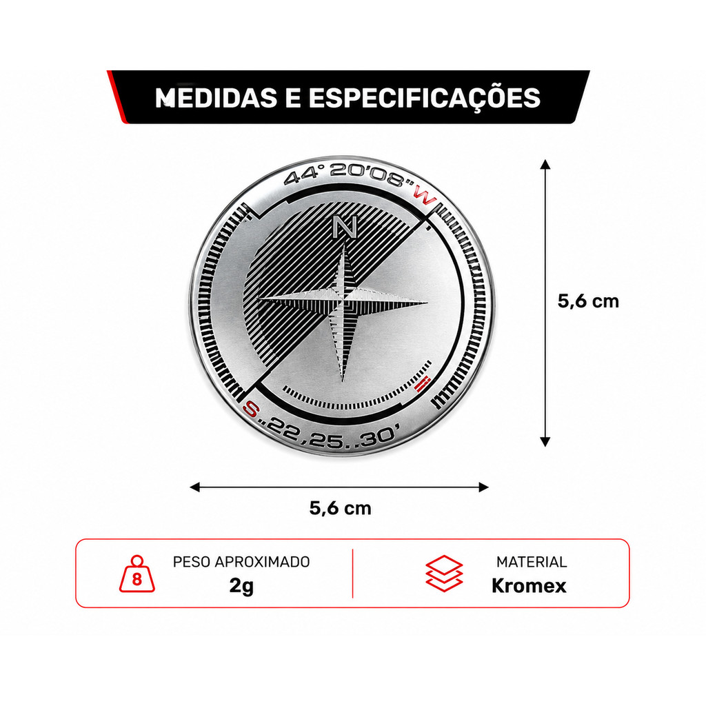 Kit emblema adesivo dome boussole peugeot bússola Ca-0687 Original