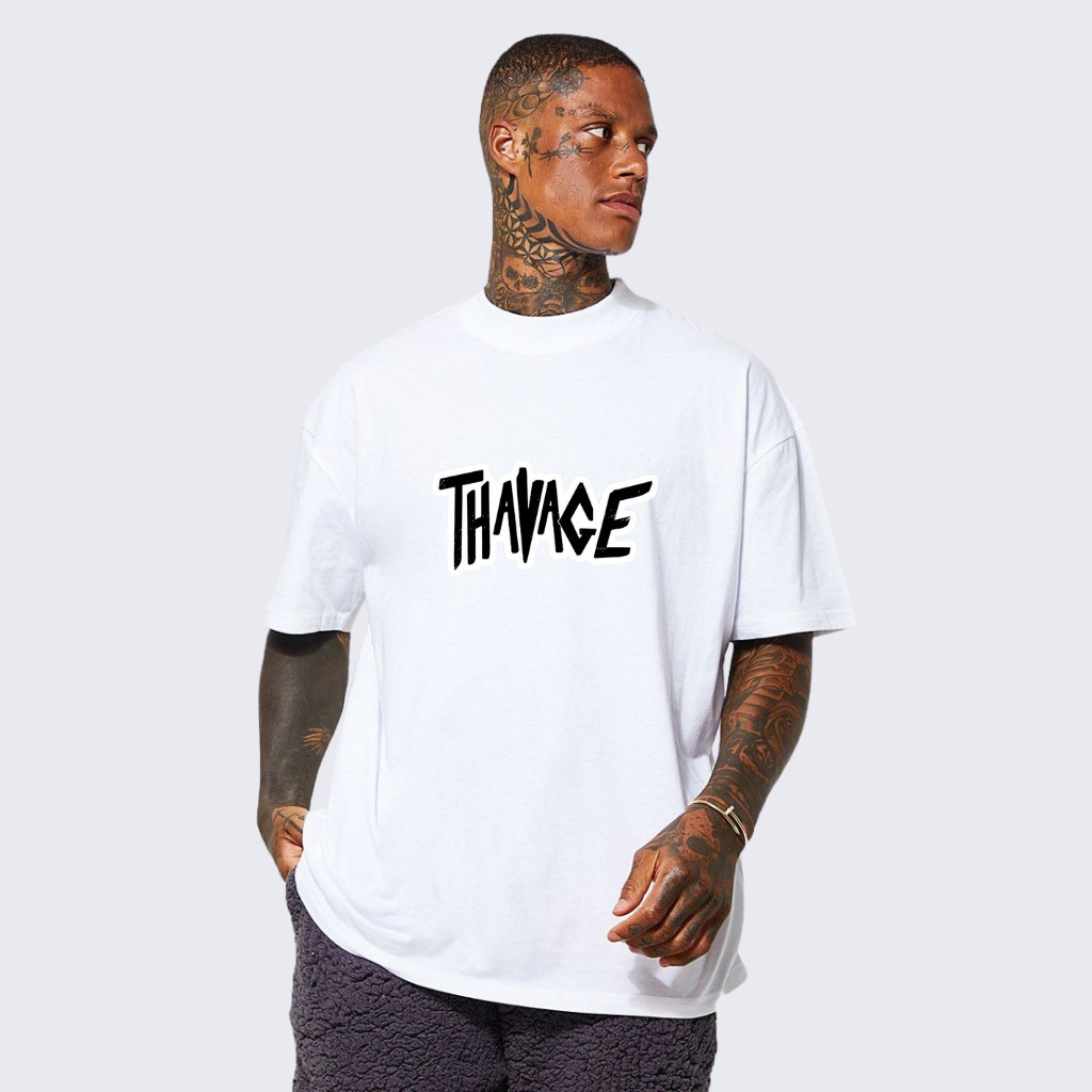 Camisa Camiseta Branca Thavage Cbum Body Build Masculina Feminina Oversized Leve Fio 30.1 Algodão