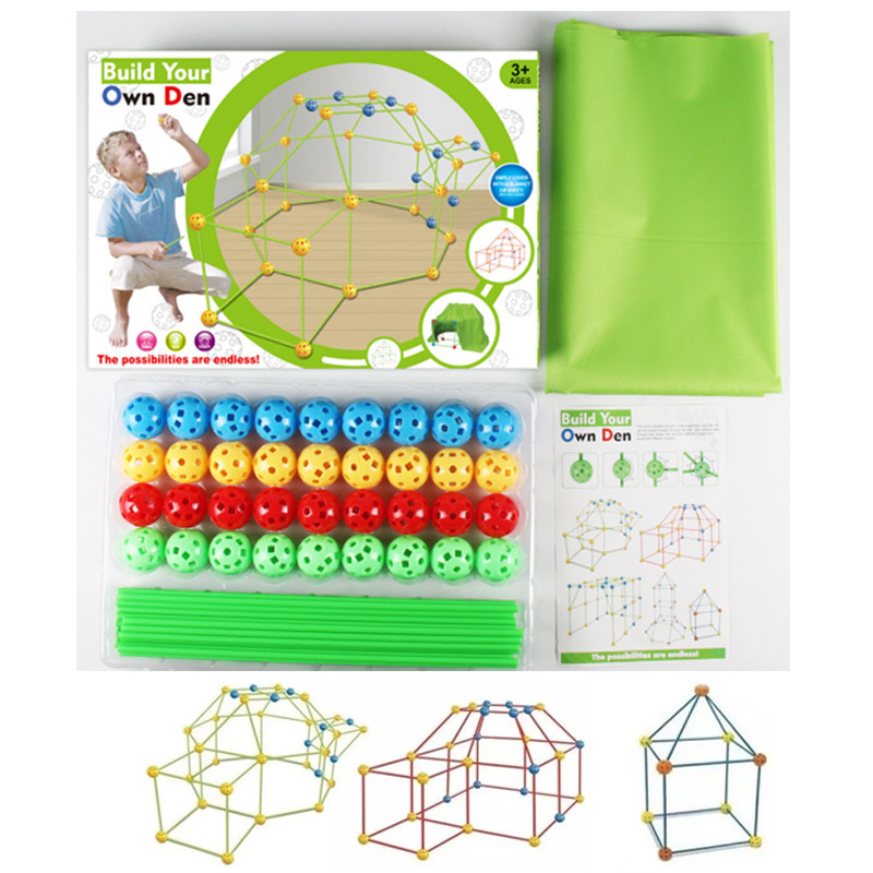156 pcs DIYTenda De Brinquedo Tendas Kids Forts Building Kit Construção Fortress Jogo Para Crianças Fort Build Kid