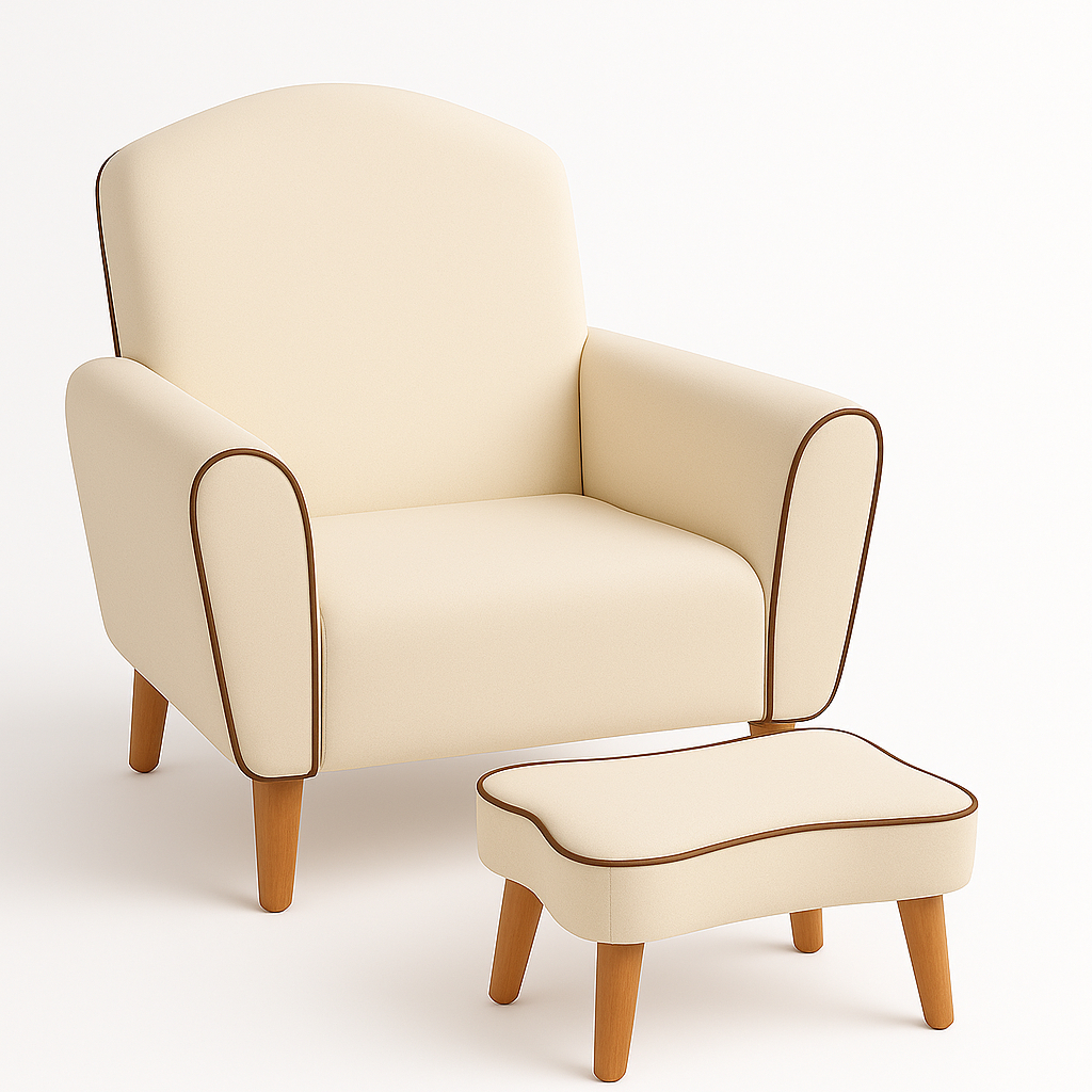 Poltrona Luna Boucle com Puff – Design Luxo e Conforto - Poltrona Amamentação CasaVechDecor