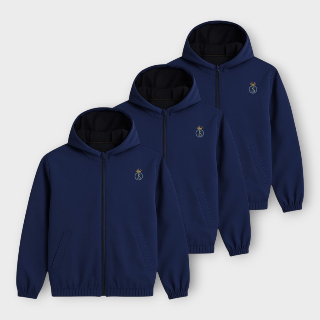 Kit 3 Jaquetas Juvenil Com Capuz Zíper Nylon Leve E Elasticidade Para Frio E Vento