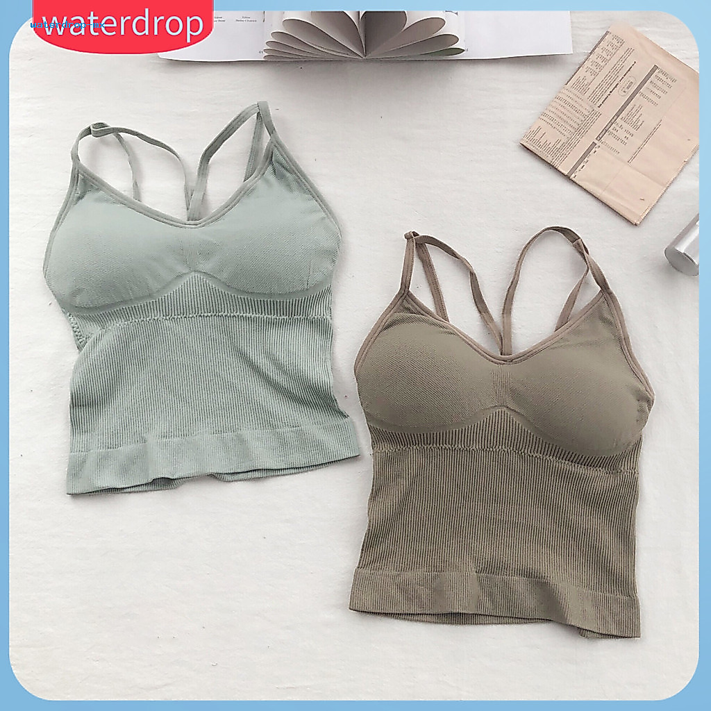 Women’s Seamless Padded Slim Fit Backless Vest Top – Elastic Summer Camisole Solid Color Tank Bra Outerwear for Ladi