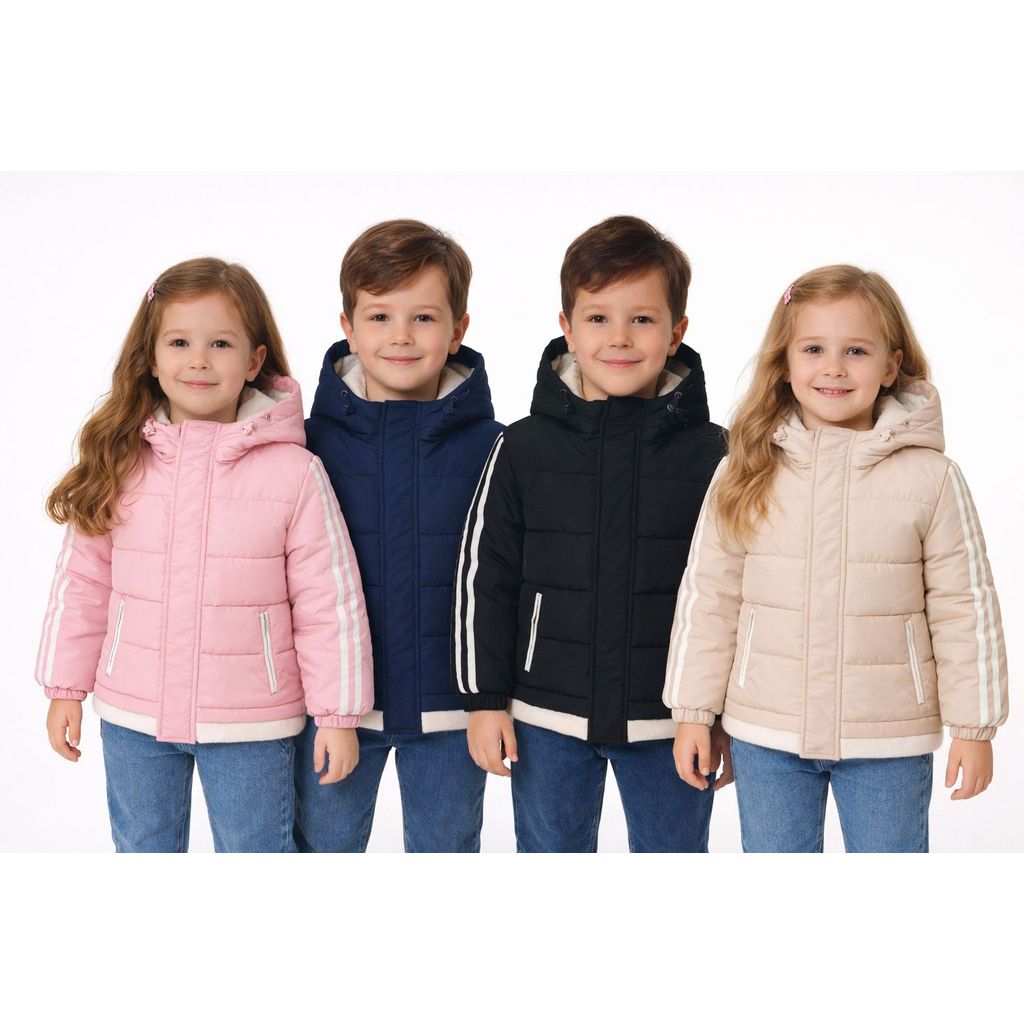 Jaqueta Bobojaco punho punho elastico e faixa puffer Infantil Grosso pra frio com capuz Inverno
