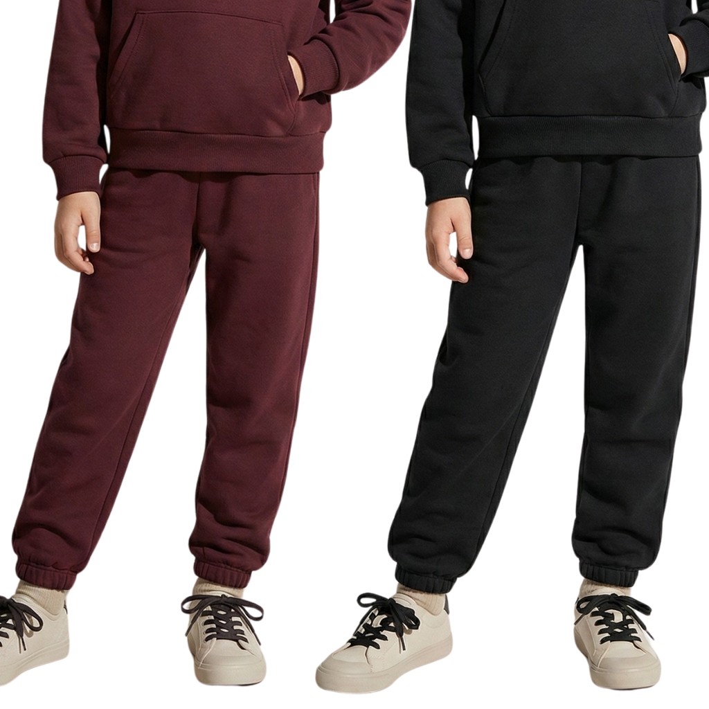 Kit 2 Calça Moletom Infantil Menino Escolar Quentinho Punho Elástico Forro Flanelado Tecido Premium