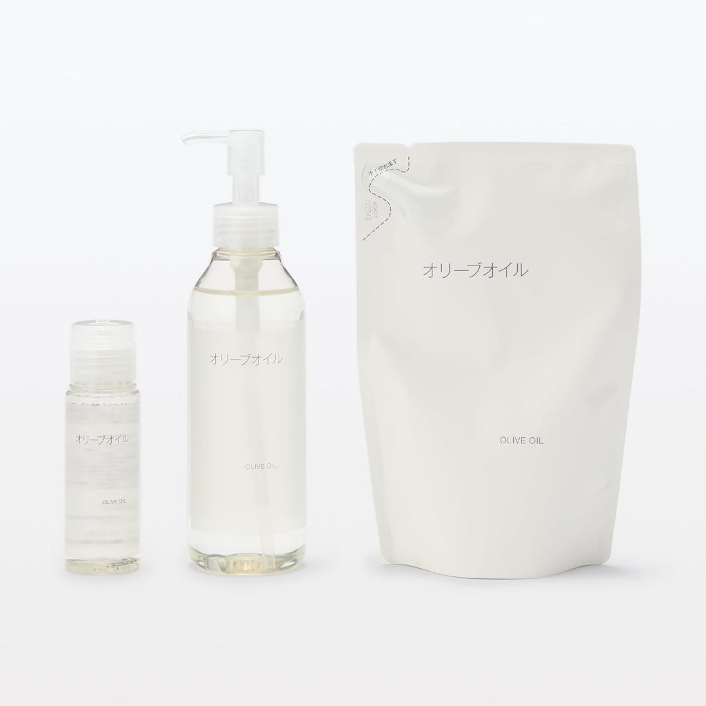 MUJI Pure Olive Oil Rich Moisturizing Massage Care Dry Skin Nourishing Face Body Fragrance-Free Pump Bottle from Japan