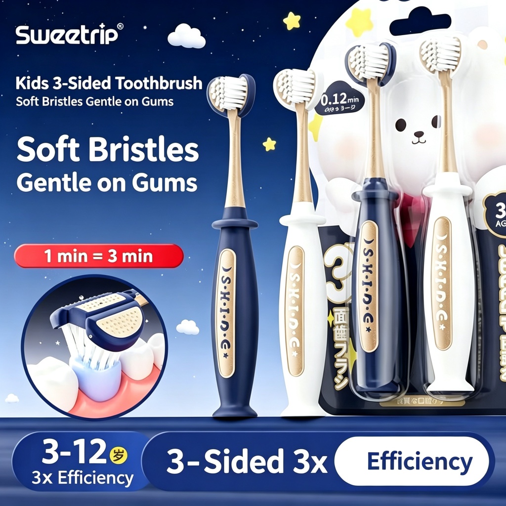 Escova De Dentes Infantil Sweetrip Cartoon Astronaut Premium De Cerdas Macias-Adequada Para Idades De 3 A 12 Anos-Fofa E