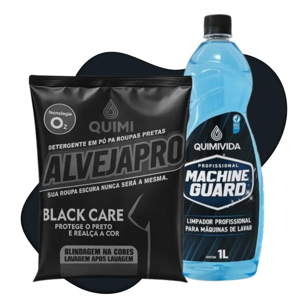 Kit AlvejaPro Black 1kg 🖤+ Machine Guard 1L Roupas Pretas e Limpa Máquina 🧼