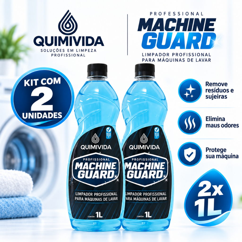 Limpador Máquina de Lavar Louça Roupa Remove Resíduos Sujeira Higienizador Machine Guard 2 Litro