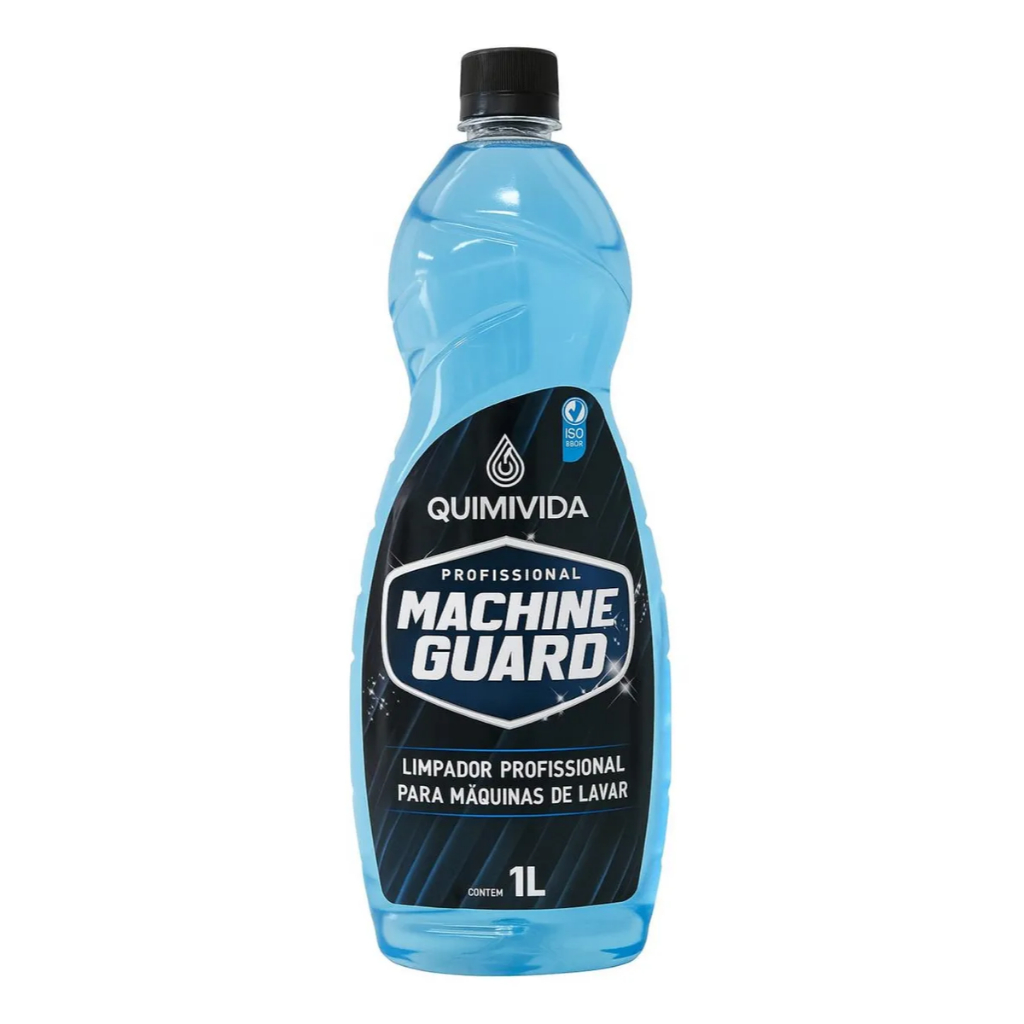 Limpador Máquina de Lavar Roupa 1 Litro Remove Resíduos Odores Limpa Machine Guard Quimi Vida