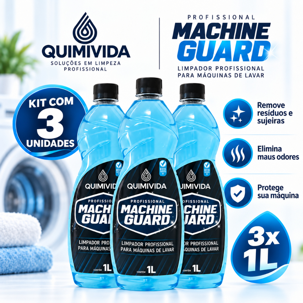 Kit 3 Limpador Máquina de Lavar Louça Roupa Remove Resíduos Sujeira Higienizador Machine Guard