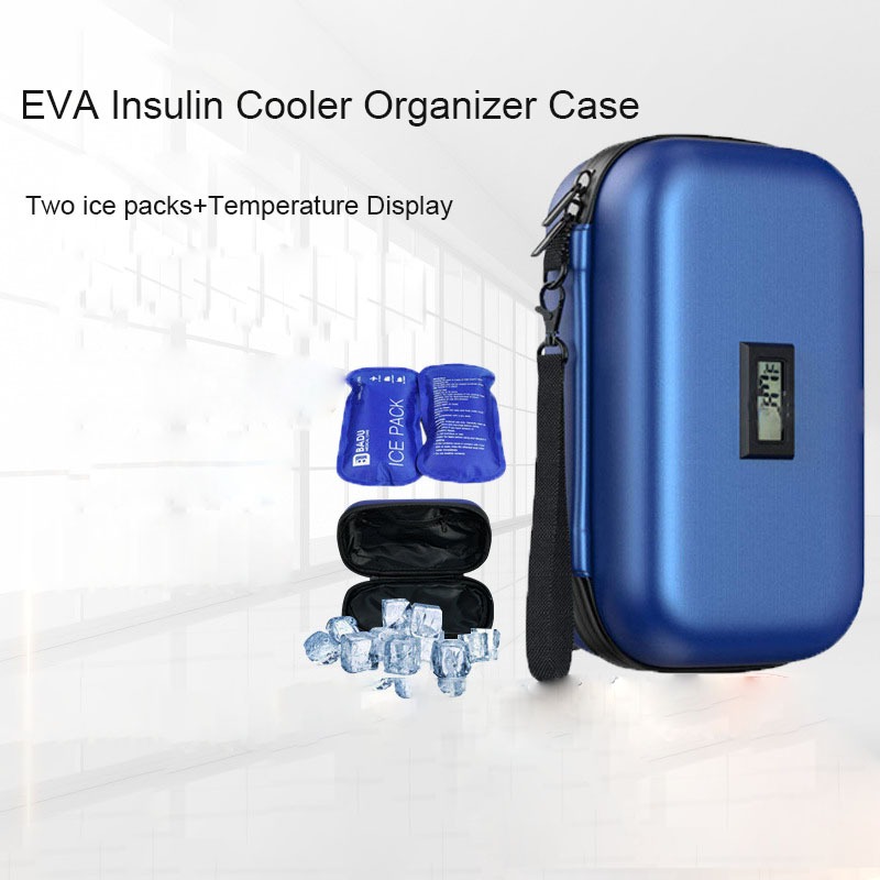 EVA Hard Shell Insulin Cooler Travel Storage Caso Peptide Organizer Case Com Display De Temperatura