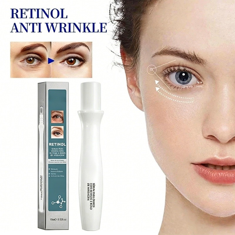 Soro Flutuante Para Olhos Com retinol , Clareador Antirrugas , Hidratante , Rolo De Massagem Olheiras 15ml