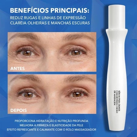 Creme para Olhos Firmador com Roller de Massagem Lifting dos Olhos Antirrugas,Reduzir olheiras,Hidratação e nutrição