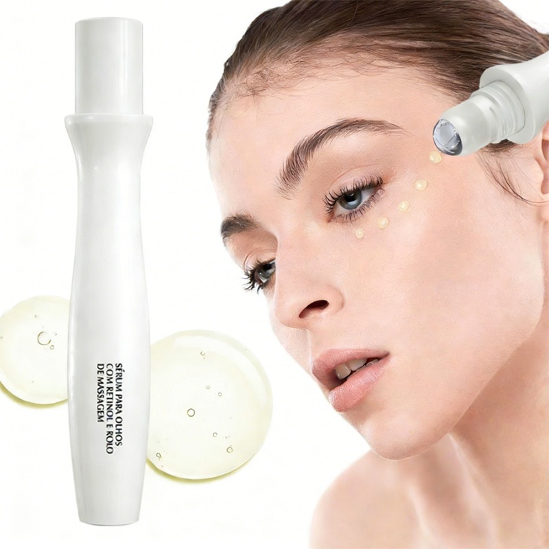 Creme antirrugas de dupla ação para os olhos 10 ml | Massagem com esfera para clarear olheiras