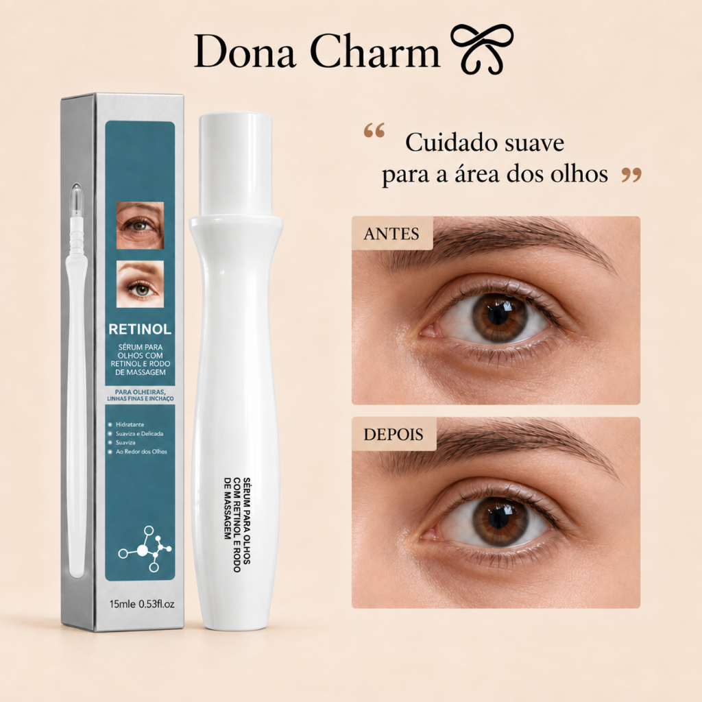 Soro Para Os Olhos Hidratante Com Retinol , Clareador Antirrugas , Rolo De Massagem Olheiras 15ml