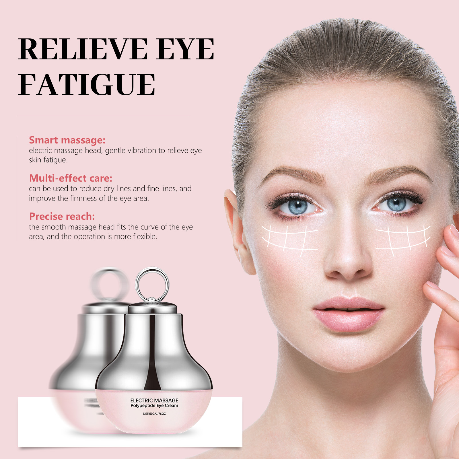 Creme para os Olhos Elétrico de Massagem Hidratante Textura Leve Cuidados Diários com Design Suave Deixa a