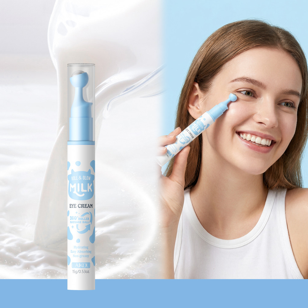 Creme De Olhos Com Leite LAIKOU 360 ° Roller Massage Ball-Soro Hidratante E Iluminador Para Olheiras Linhas Finas Alívio