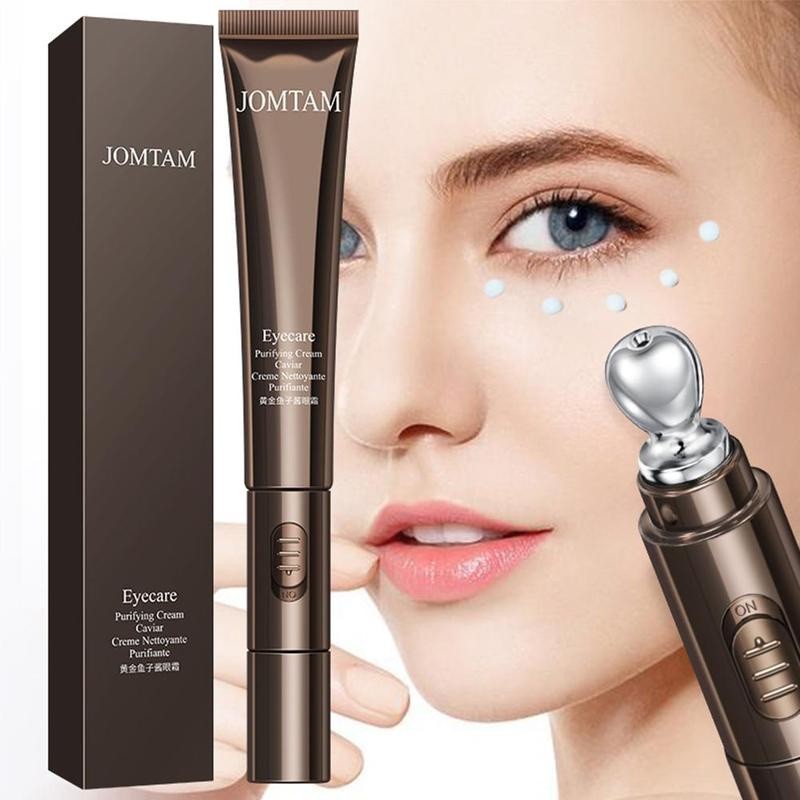 2 Em 1 Ouro Caviar Essência Creme Para Os Olhos Massageador Elétrico Anti-Envelhecimento Remover Olheiras Rolo Vibração Massagem Cuidados Com